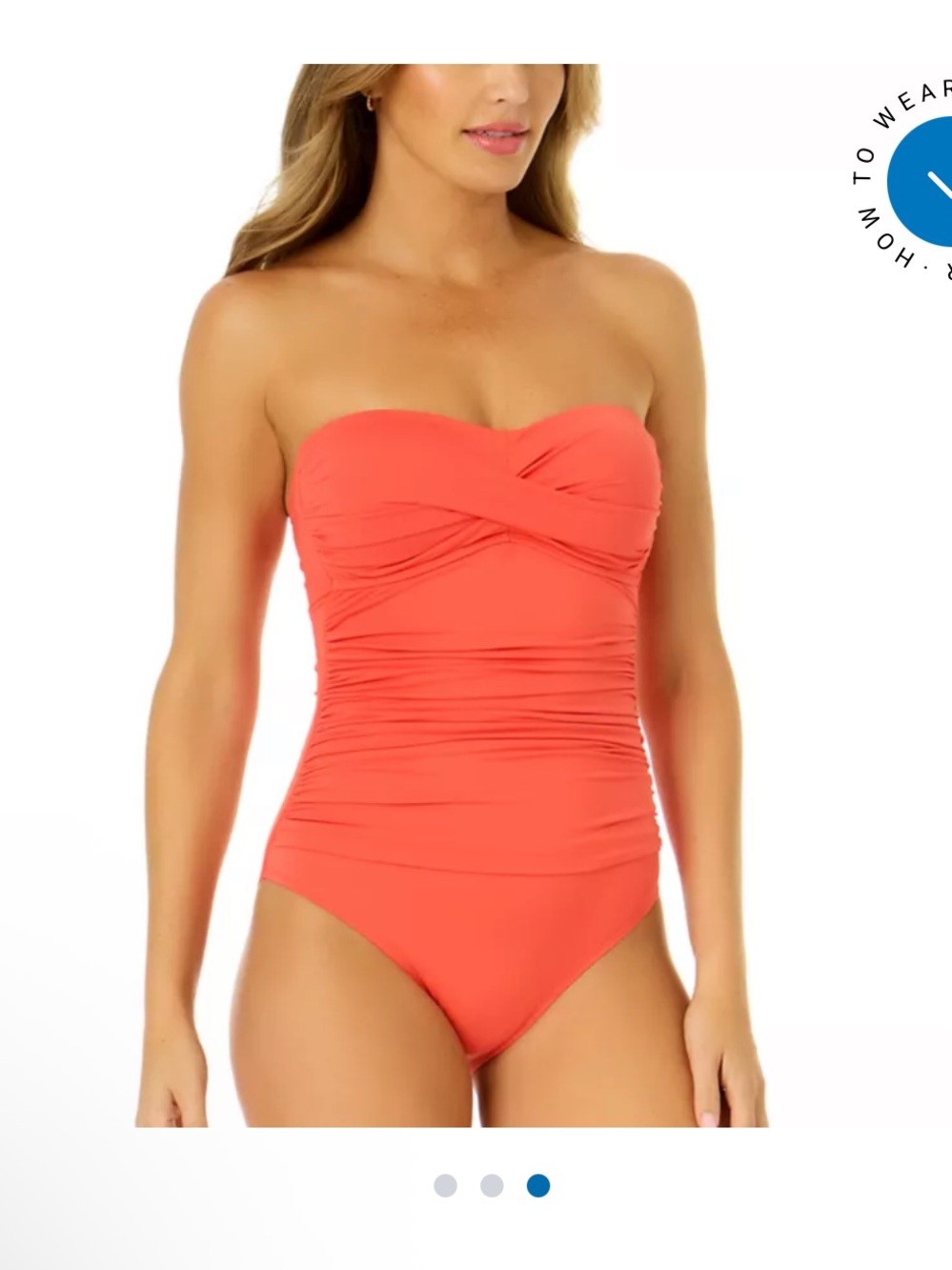 Anne Cole Coral Strapless One-Piece Swimsuit
